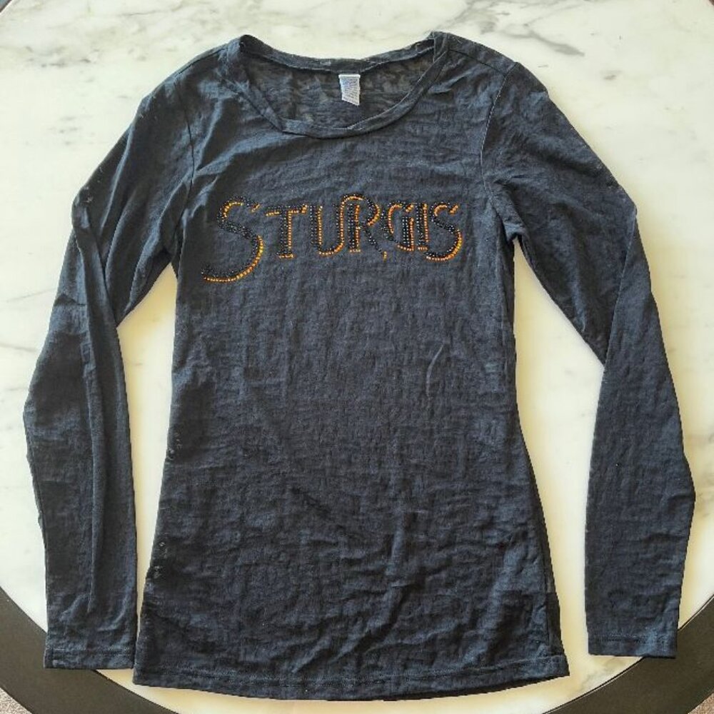 Kavio Long Sleeved Sheer Burnout Sturgis Shirt - Size S